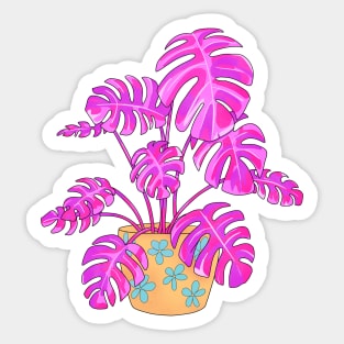 Funky Pink Monstera Sticker